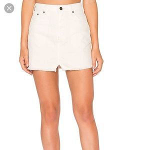 Free People white denim mini skirt
